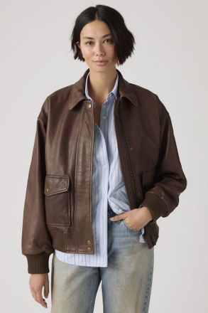 Levi's Chaqueta de piel Kennedy Dad - Mujer - L - Marr&oacute;n / Vintage Brown