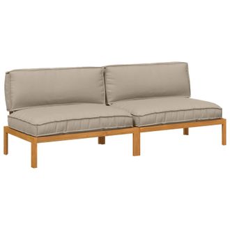 vidaXL Juego De Sof&aacute; Taup&eacute; 240 X 92 X 69 Cm Madera De Acacia S&oacute;lida Vidaxl