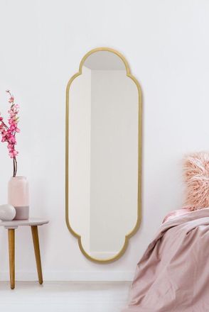 MirrorOutlet Gold Metal Framed Double Arched Oval Wall Mirror 59 X 20 150 X 52CM | Size: 1 Pack