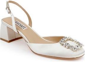 Badgley Mischka Vivia Slingback Pump in Ivory Satin at Nordstrom Rack, Size 11