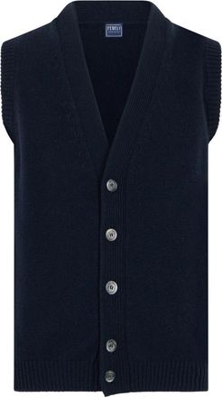 Fedeli Mouweloze Vest - Heren - Spencers - Blauw - L - Kasjmier - Truien & Vesten