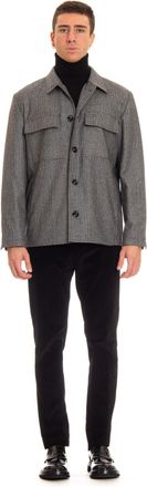 Lardini Refined Grey Wool-Cashmere Overshirt with Exclusive Pattern