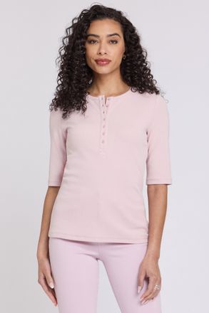 NYDJ Geribbelde Ellboogmouwige Henley