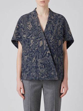 Giorgio Armani Cropped V-Neck Jacquard Cotton Kaftan