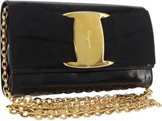 Ferragamo Pre-owned Patent Leather Shoulder Bag - Dames - Vintage Clutch - Zwart - ONE Size - Leer - Vintage