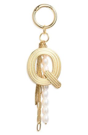 Chelsea28 Initial Faux Pearl Bag Charm in Q- White- Gold at Nordstrom