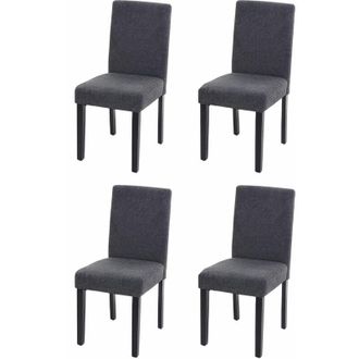 Hhg Juego De 4 Sillas De Comedor Silla De Cocina Littau, Textil, Gris Antracita, Patas Oscuras