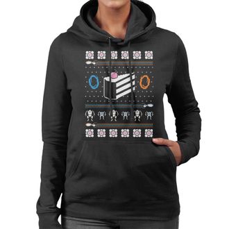 Cloud City 7 Portal The Christmas Cake is A Lie Knit Womens Hooded Sweatshirt Black