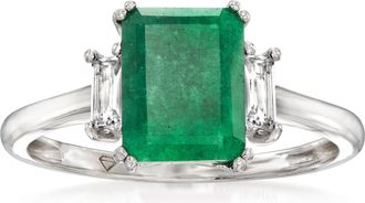 Ross-Simons Emerald Ring With. White Topaz in Sterling Silver