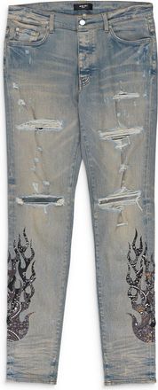 Amiri BANDANA FLAME CLAY INDIGO BLACK SLIM-FIT JEANS