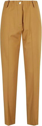Alysi Wollen Broek Hoge Taille - Dames - Slim Fit Broeken - Bruin - 2XS - Wol - Broeken