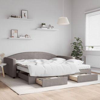 vidaXL Vidaxl - Sof&aacute; Cama Nido Con Cajones Tela Gris Taupe 100x200 Cm