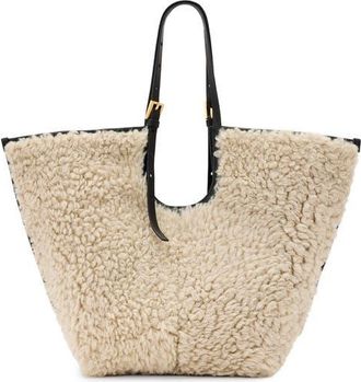 AllSaints Ara Genuine Shearling Tote in Natural/Black at Nordstrom