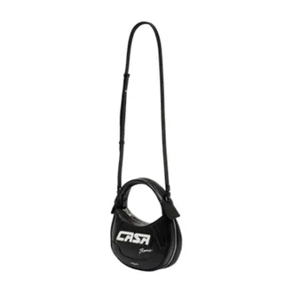 Casablanca Leather Biker Purse Shoulder Bag - Black