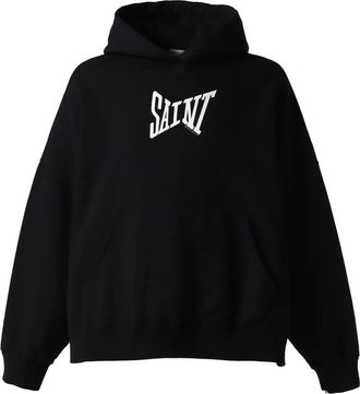 Saint Mxxxxxx logo-print hoodie - Black