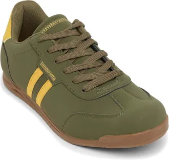 Lambretta Tackle Mens Khaki/Gold Trainers - Green - Size UK 10