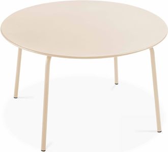 Oviala Mesa redonda de jard&iacute;n de acero marfil de 120 cm