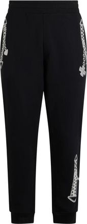 Moschino Fleece Stoff Broek - Heren - Sweatpants - Zwart - M - Katoen - Broeken