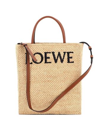 Loewe A4 Raffia and Leather North South tote bag - Brown