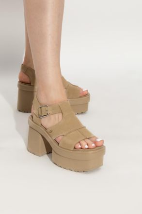 UGG Platform Sandals W NEW HEIGHTS PLATFORM T-STRAP, Womens, Beige