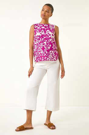 Roman Aztec Print Buttoned Back Vest Top