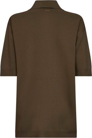 Max Mara Womens Polo Shirt Mxmalpino Khaki Green Viscose Knitwear Sweater