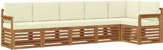 vidaXL Conjunto De Sof&aacute;s De Exterior 6 Uds. Natural Y Crema Poli&eacute;ster Vidaxl