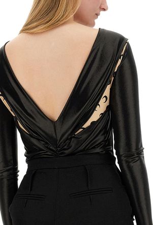 Marine Serre Draped Viscose Bodysuit - Black