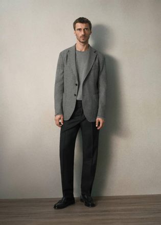 Mango Blazer slim fit in lana italiana grigio chiaro vigor&eacute; - Uomo - 48 - MANGO MAN