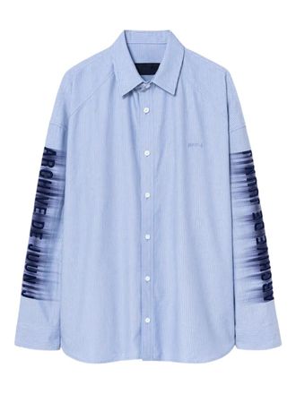 Juun.J Archive Lettering striped long-sleeve shirt - men - Cotton - 48 - Blue