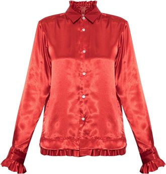 Comme Des Gar&ccedil;ons Overhemden, Dames, Rood, M, Leer, Gekreukeld Shirt