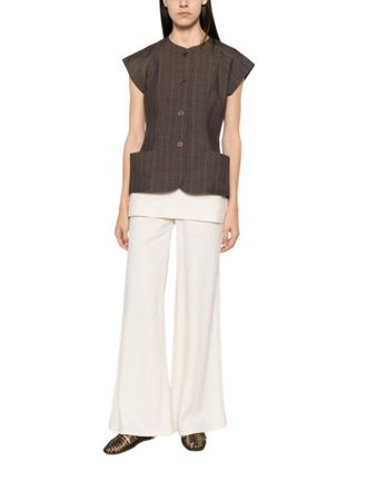 Ganni Dark Brown Crew Neck Top