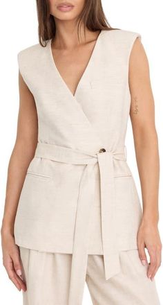Good American Belted Vest in Oat at Nordstrom, Size X-Small