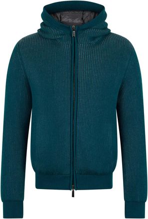 Moorer Hooded Jacket - Heren - Vesten met rits - Groen - M - Leer - Hoodies & sweatvesten