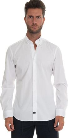 Fay Slim Fit Button-Down Casual Overhemd - Heren - Casual Overhemden - Wit - 4XL - Katoen - Overhemden