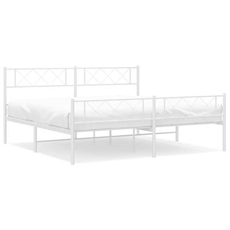 Berkfield Home Metal Bed Frame with Headboard & Footboard White 183x213 cm