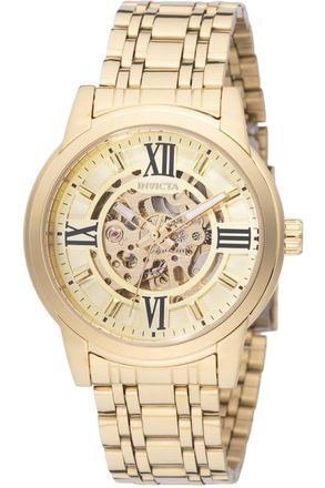 Invicta Objet D Art 69129 Heren Horloge - Automatisch Uurwerk - Roestvrij Staal met gouden Wijzerplaat - 41mm