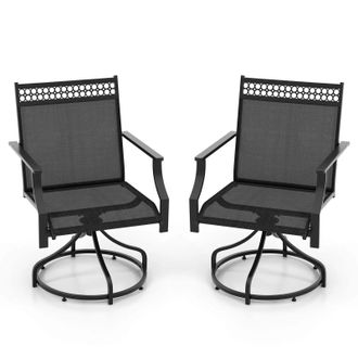Costway Costway Patio Swivel Dining Chairs Set of 2 Patio Chairs Outdoor Bistro Chairs in Grey