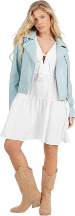 Brave Soul Dames/Dames Faux Leather Bikerjack (Salie Groen)