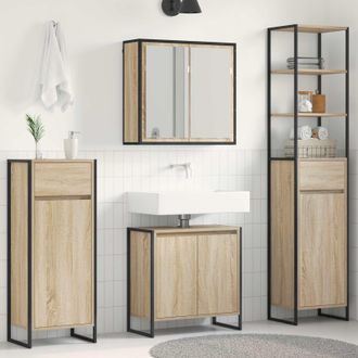 vidaXL Juego De Muebles De Ba&ntilde;o 4 Uds. Roble Sonoma Vidaxl