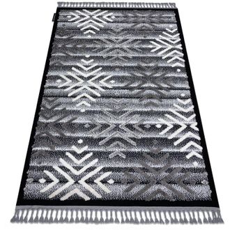 RugsX Alfombra Maroc P658 Copos De Nieve Negro / Gris Franjas Bereber Marroqu&iacute; Shaggy Grey 160x220 Cm