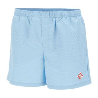 Casablanca Beachwear, male, Blue, Size: S Monogram Jacquard Swim Shorts