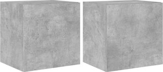 vidaXL Vidaxl - Muebles tv de pared luces led 2 uds gris hormigón 40,5x35x40 cm