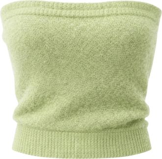 Americandreams Tessi Bandeau Alpaca Top - Dames - Tops zonder mouwen - Groen - S - Wol - Tops