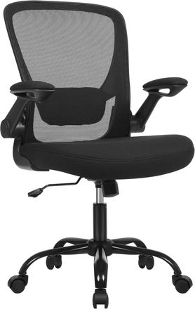 Songmics Silla ergon&oacute;mica de oficina con reposabrazos abatibles de color negro