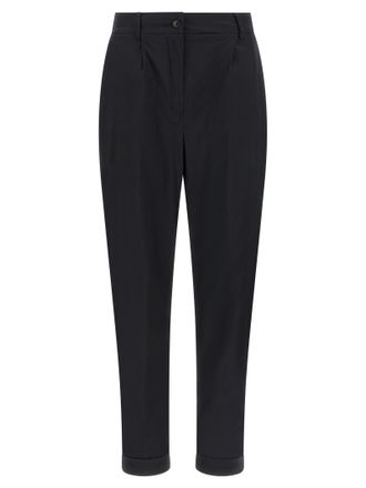 Kiton Black Cotton Casual Womens Pants