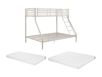 Vente-Unique Letto A Castello 90 E 140 X 190 Cm Acciaio Beige + Materasso - Elevatio Iii
