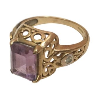 Bespoke vintage amethyst and white diamond ring