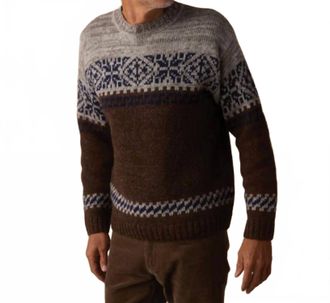 The Normal Brand Mens Fair Isle Crew Sweater In Brown Multi