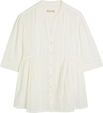Free People Willow Textured Cotton Blouse - Ivory - L (UK16-UK18 / L)